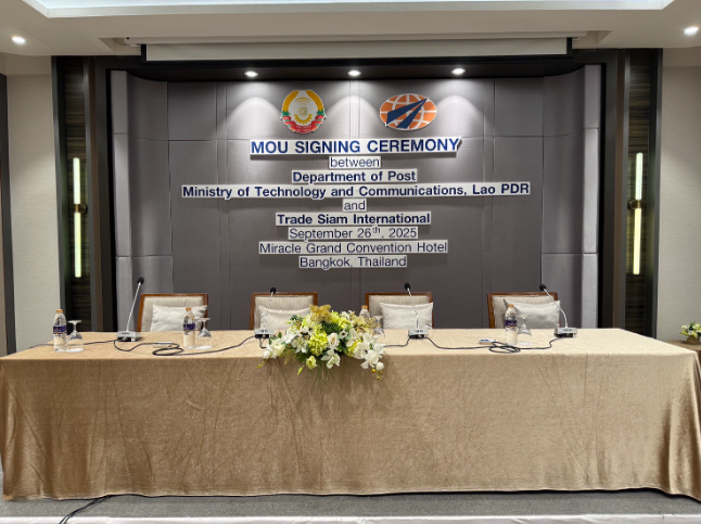 MOU SIGNING CEREMONY between Department of Post Ministry of Technology and Communications, Lao PDR and Tradesiam International